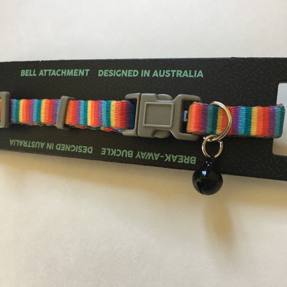 NEW Cat Collar with Bell Multicolor Stripes | FuzzYard - Picture 4 of 6